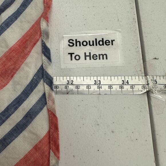 Artisan NY Womens Linen Top L Striped Button Front Coastal Grandmillennial - Picture 6 of 7